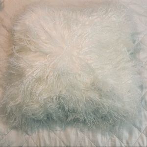 West Elm White Mongolian Fur Pillow